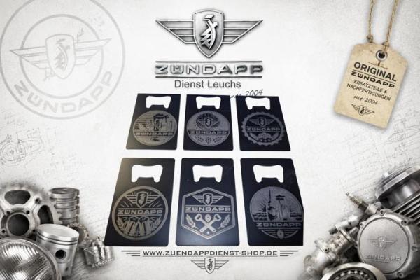 Zündapp Kultöffner 6er-Set – Edelstahl Flaschenöffner im Scheckkartenformat – 6 exklusive Retro-Motive – Schwarz